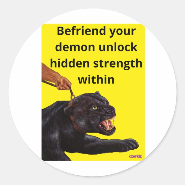 Pegatina Redonda Cajeros de demostración salvajes (Anverso)