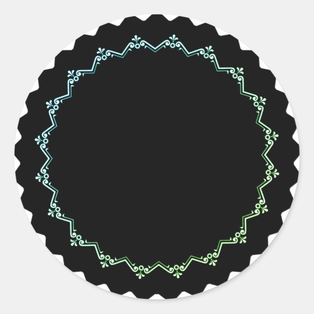 Pegatina Redonda Cajón blanco y negro redondeado elegante (Anverso)