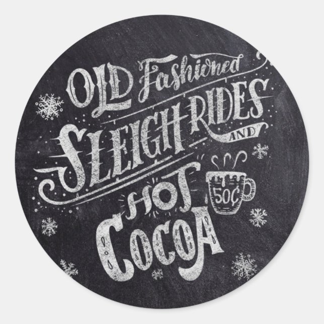 Pegatina Redonda Cajón de chalkboard en el bar Hot Cocoa (Anverso)