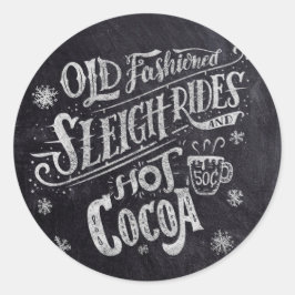 Pegatina Redonda Cajón de chalkboard en el bar Hot Cocoa