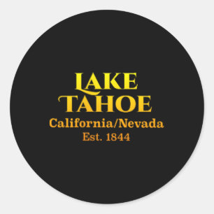 Pegatina Redonda Cajón de diseño del lago Tahoe Logo de ciervo de b
