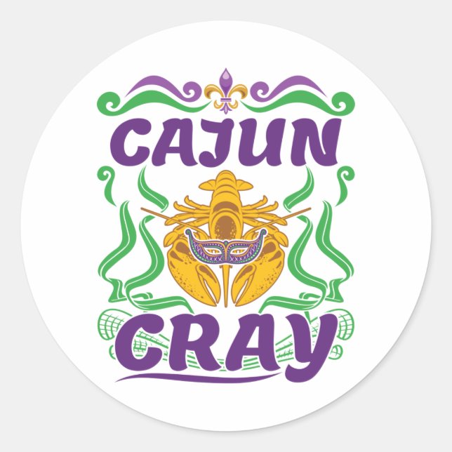 Pegatina Redonda Cajun Cray Crawfish Hervir Louisiana Nueva Orleans (Anverso)
