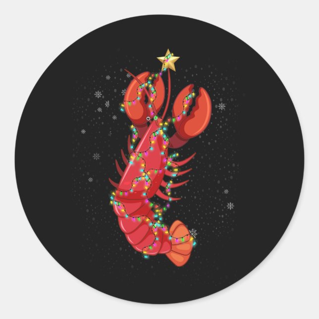 Pegatina Redonda Cajun Louisiana Navidades Merry Crabmas X-Mas Ligh (Anverso)