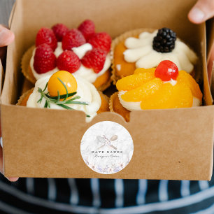 Pegatina Redonda Cake Baking Marble Floral acuarela acuarela Tarjet