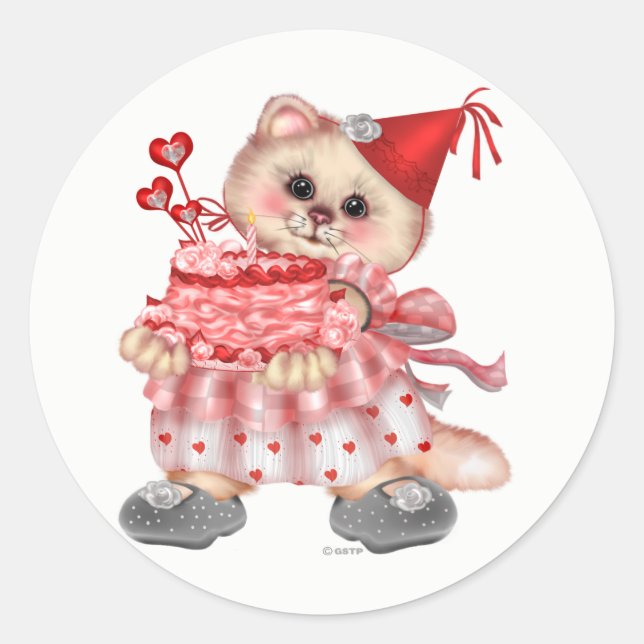 Pegatina Redonda CAKE CAT AutoCollant Pegatinas redondos grandes de (Anverso)