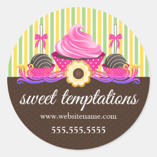 Pegatina Redonda Cake Pops Cupcake Cookie Bakery Box Seol