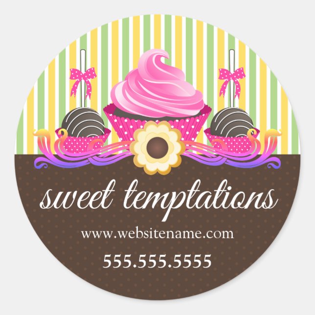 Pegatina Redonda Cake Pops Cupcake Cookie Bakery Box Seol (Anverso)