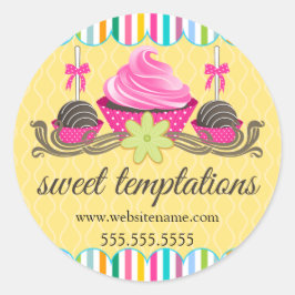 Pegatina Redonda Cake Pops Cupcake Cookie Bakery Box Seol