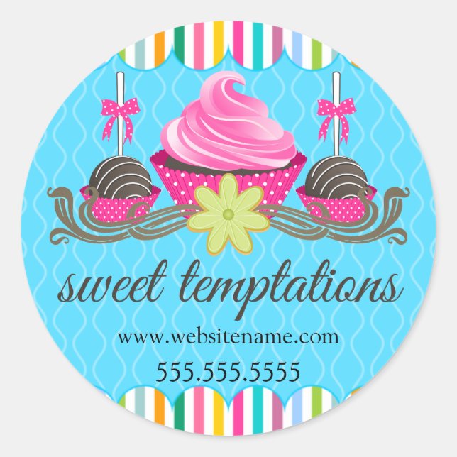Pegatina Redonda Cake Pops Cupcake Cookie Bakery Box Seol (Anverso)