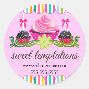 Pegatina Redonda Cake Pops Cupcake Cookie Bakery Box Seol