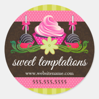 Pegatina Redonda Cake Pops Cupcake Cookie Bakery Box Seol