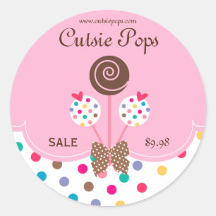 Pegatina Redonda Cake Pops Pegatinas Bakery Cute Dots Pink Chocolat