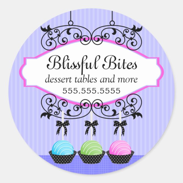 Pegatina Redonda Cake Pops Postres Panadería (Anverso)