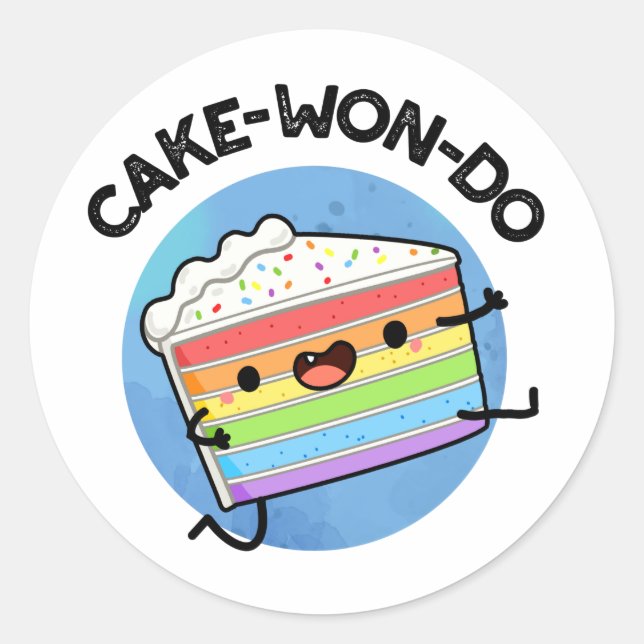 Pegatina Redonda Cake-won-do Funny Taekwondo Cake Pun (Anverso)