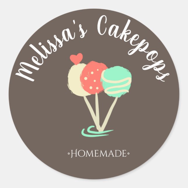 Pegatina Redonda Cakepop con el logotipo de Sprinkles Panadería cas (Anverso)