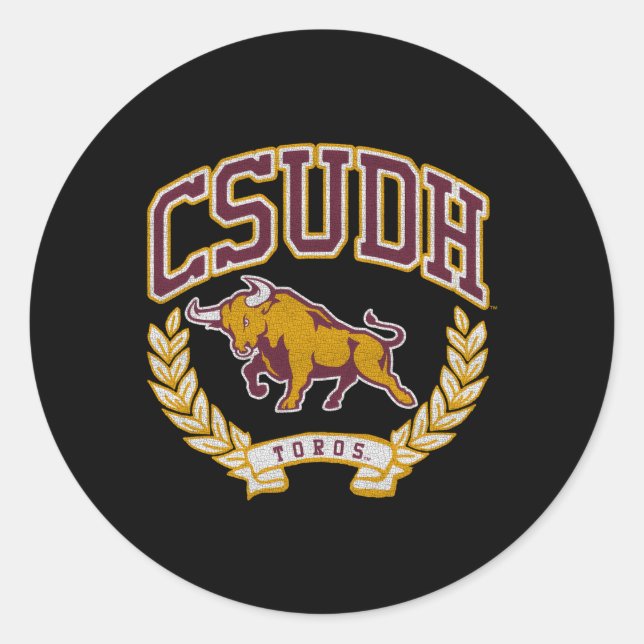 Pegatina Redonda Cal State Dominguez Hills Victoria Toros (Anverso)