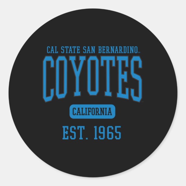 Pegatina Redonda Cal State San Bernardino Csusb Coyotes Fecha Est (Anverso)