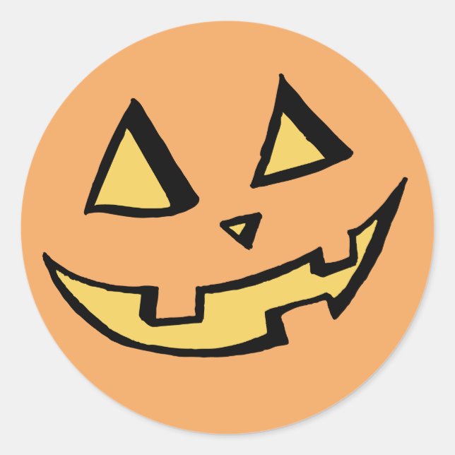 Pegatina Redonda Calabaza #2, Jack O'Lantern (Anverso)