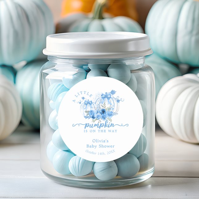 Pegatina Redonda Calabaza acuarela Bow Baby Boy Shower (Subido por el creador)