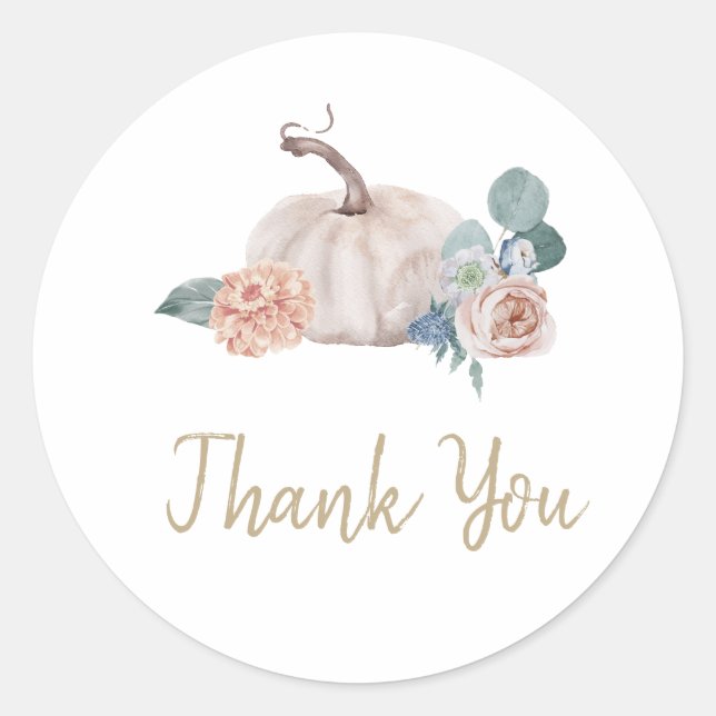 Pegatina Redonda Calabaza acuática crema ducha de bebé florida (Anverso)