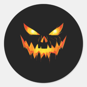 Pegatina Redonda Calabaza asustada Jack O Lantern Face Halloween Me