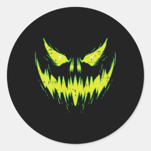 Pegatina Redonda Calabaza asustada Jack O Lantern Face Halloween Me