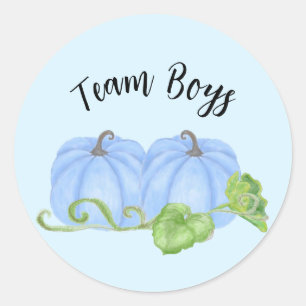 Pegatina Redonda Calabaza azul gemelos revelación de género Team Ni