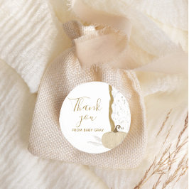 Pegatina Redonda Calabaza blanca de Baby Shower otoño