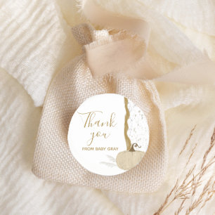 Pegatina Redonda Calabaza blanca de Baby Shower otoño