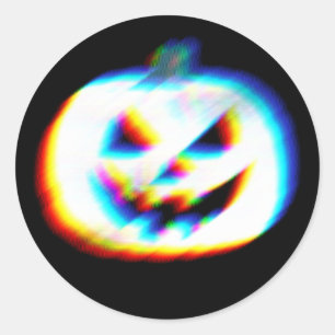 Pegatina Redonda Calabaza blanca Glitchy EDM