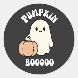 Pegatina Redonda Calabaza Boo Halloween Fantasma Lindo Espeluznante