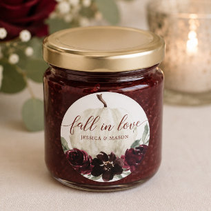 Pegatina Redonda Calabaza Burgundy Rústica Enamórate