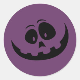 Pegatina Redonda Calabaza cara morada Halloween