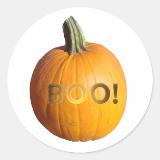 Pegatina Redonda Calabaza con Boo