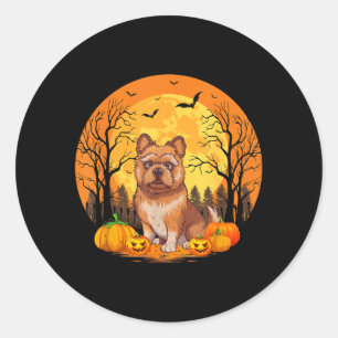 Pegatina Redonda Calabaza con divertido disfraz de Halloween Brusel