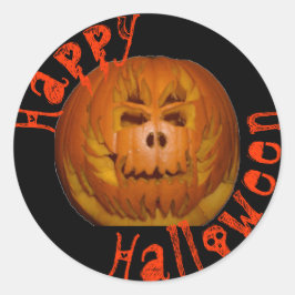 Pegatina Redonda Calabaza, cráneo inflamatorio