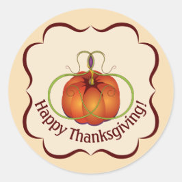 Pegatina Redonda Calabaza curvada naranja otoño