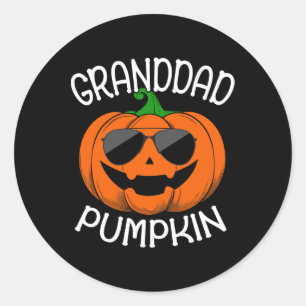 Pegatina Redonda Calabaza De Abuelo Usa Sungles Coincidiendo Con El