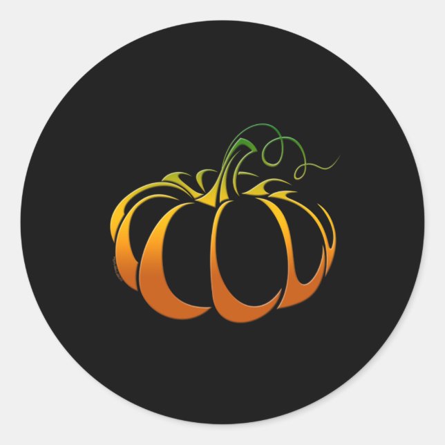 Pegatina Redonda Calabaza de bonito en tonos de otoño (Anverso)