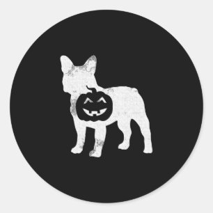 Pegatina Redonda Calabaza de bulldog Lazy Halloween Costume de perr