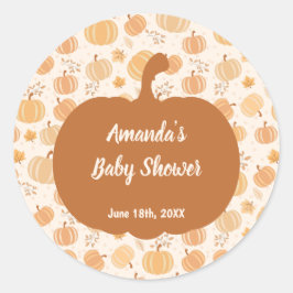 Pegatina Redonda Calabaza de cosecha otoñal Pastel Baby Shower 2