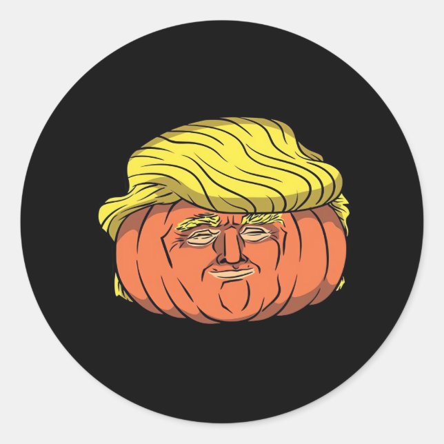 Pegatina Redonda Calabaza de Donald Trumpkin (Anverso)
