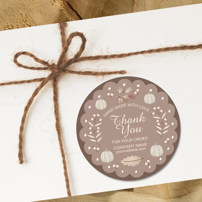 Pegatina Redonda Calabaza de Especias Marrón Beige Moderno Otoño (Subido por el creador)