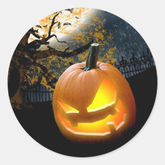 Pegatina Redonda Calabaza de Halloween