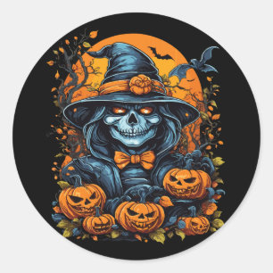 Pegatina Redonda Calabaza de Halloween