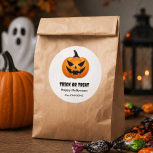 Pegatina Redonda Calabaza de Halloween – 