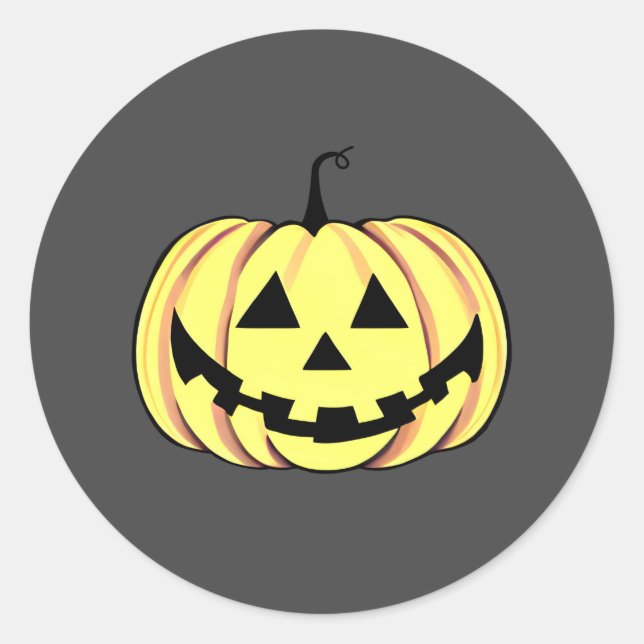 Pegatina Redonda Calabaza de Halloween (Anverso)