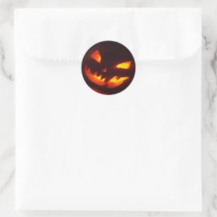 Pegatina Redonda Calabaza de Halloween asustada