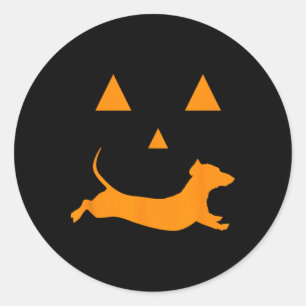 Pegatina Redonda Calabaza de Halloween Dachshund vestido de lintern