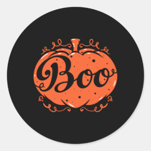 Pegatina Redonda Calabaza de Halloween de impresión Boo Gráfica div